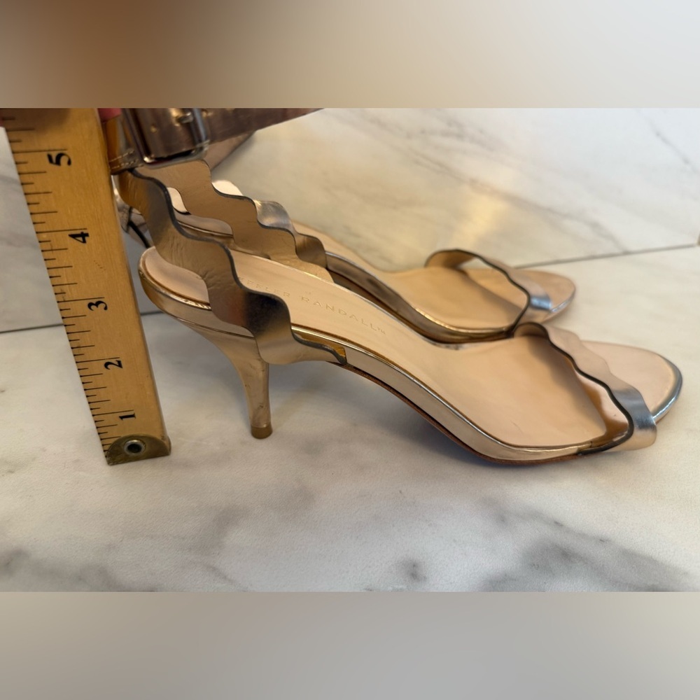 Loeffler Randall Metallic Scalloped Ankle Strap Heels Size 9 - Picture 10 of 12